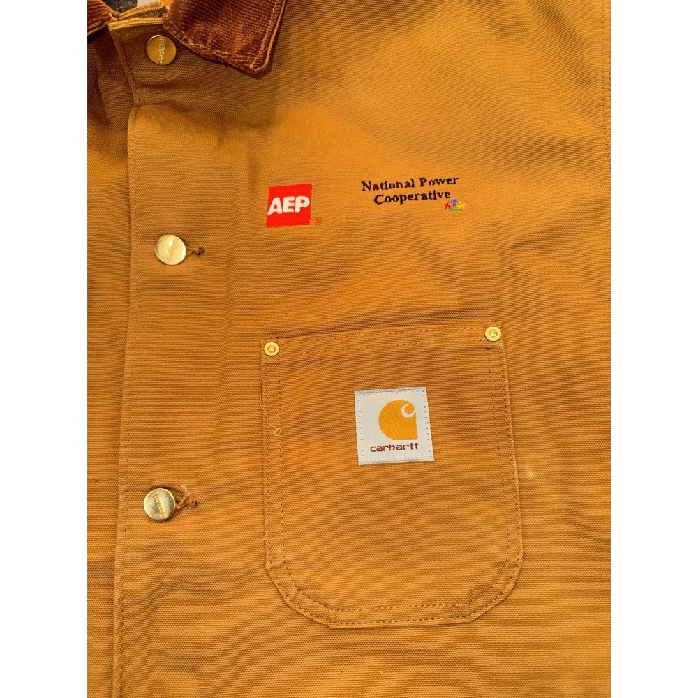 Vintage Carhartt C01 Chore Coat Mens 46 Brown AEP Union Made USA Blanket Lined - Picture 5 of 13